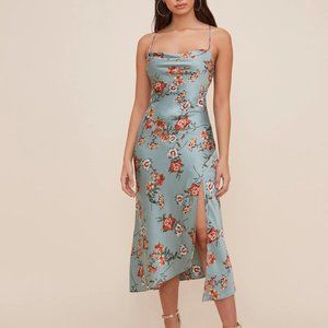 ASTR Gaia Floral Midi Dress in Sage Floral